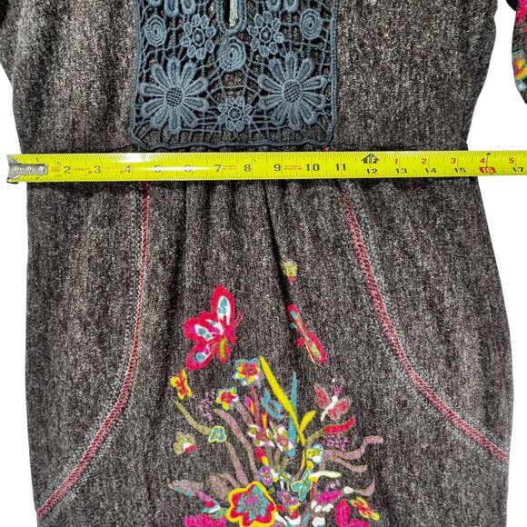 Aryeh NWT Dress Floral Butterfly Design Brown Womens M Boho Cottage Core LS - Picture 16 of 16
